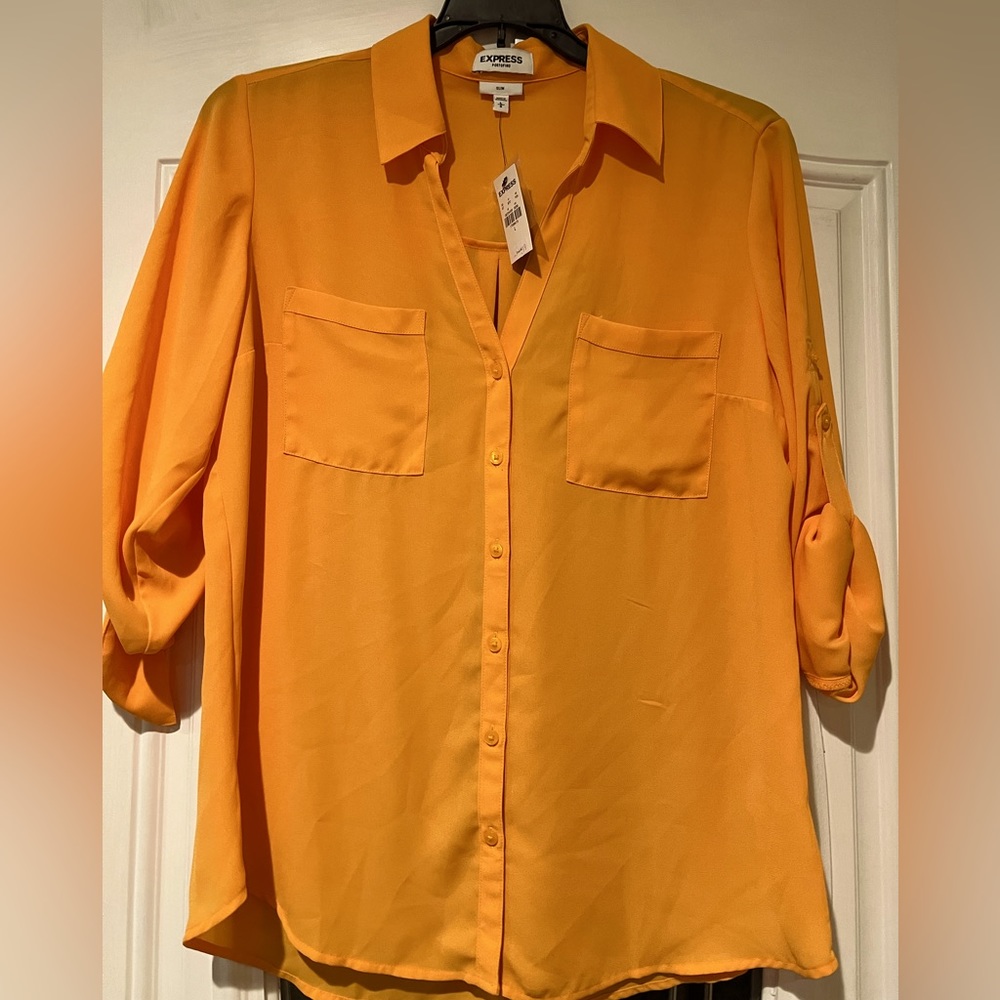 Yellow long sleeve large blouse